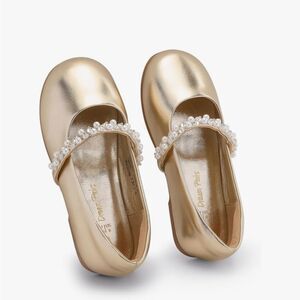 Dream Paris Kids Serena Mary Jane Shoes In Gold With Embellished Strap
